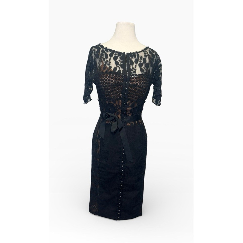 Anthropologie Beguile by Byron Lars Carissima Dress sz 4 Sheath Black Dark Fairy